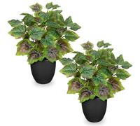Oairse 2 Pcs Artificial Plants Indoor with Black Pots Faux Peperomia Plant