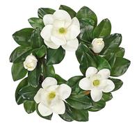 Oairse 20 inch Artificial Wreath for Front Door White Magnolia Wreath Greenery for Spring Summer Decor Home Wedding Farmhouse Mantel Door Year Round Decoration