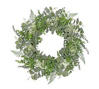 Oairse 20inch/45cm Eucalyptus Door Wreath Spring Summer Greenery Wreath Artificial Hanging Foliage Wreath for Front Door Indoor Outside All Season Window Mantle Farmhouse Home Decor