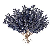 Oairse 20pcs Christmas Berry Stem 22cm Glitter Artificial Berries Picks Artificial Fruits Picks Blue Berry Branches for Christmas Tree Decorations Floral Arrangement Bouquet Filler for Home Wedding