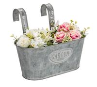 Oairse 2PCS Hanging Plant Pot Galvanised Planter with Detachable Hook Zinc Plant Pot Vintage Metal Flower Pot Garden Vase Bucket for Indoor Outdoor Balcony Decor
