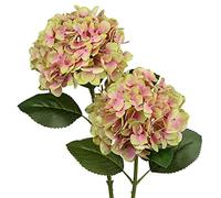 Oairse 2PCS Hydrangea Artificial Flowers Decorative Green Fake Flowers Real-Touch Silk Hydrangea 63cm Long Stem for Home Hotel Office Wedding Decorations