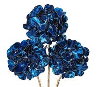 Oairse 3 Pcs Blue Artificial Hydrangea Flowers Stems 65cm Faux Christmas Flower Arrangements Fake Floral Picks for Christmas Decorations Holiday Wedding Party Table Centrepieces Décor
