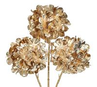 Oairse 3 Pcs Champagne Artificial Hydrangea Flowers Stems 65cm Faux Christmas Flower Arrangements Fake Floral Picks for Christmas Decorations Holiday Wedding Party Table Centrepieces Décor
