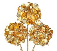 Oairse 3 Pcs Gold Artificial Hydrangea Flowers Stems 65cm Faux Christmas Flower Arrangements Fake Floral Picks for Christmas Decorations Holiday Wedding Party Table Centrepieces Décor
