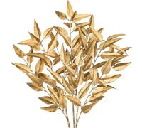 Oairse 3 Pcs Gold Eucalyptus Plants 81cm Artificial Eucalyptus Leaves Stems Faux Eucalyptus Foliage for Christmas Tree Decorations Floral Arrangement New Year Wedding Bouquet Centerpieces Xmas Decor