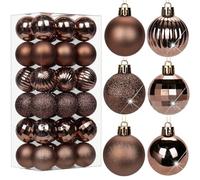 Oairse 36 pcs 4cm Bronze Christmas Baubles Shatterproof Tree Ornaments with Hanging Strings, Small Christmas Tree Decorations Set for Wedding Holiday Party Wreath Xmas Halloween Home Decor