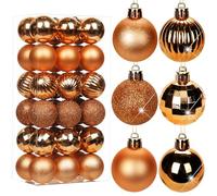 Oairse 36 pcs 4cm Orange Christmas Baubles Shatterproof Tree Ornaments with Hanging Strings, Small Christmas Tree Decorations Set for Wedding Holiday Party Wreath Xmas Halloween Home Decor