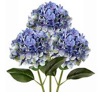 Oairse 3PCS Hydrangea Artificial Flowers Decorative Purple Fake Flowers with 63cm Long Stem Real Touch Silk Hydrangea for Home Hotel Office Wedding Bridal Decorations Floral Arrangements