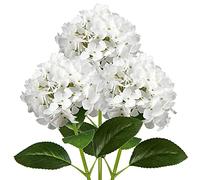 Oairse 3PCS Hydrangea Artificial Flowers Decorative White Fake Flowers with 63cm Long Stem Real Touch Silk Hydrangea for Home Hotel Office Wedding Bridal Decorations Floral Arrangements