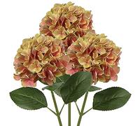 Oairse 3PCS Hydrangea Artificial Flowers Decorative Yellow Fake Flowers with 63cm Long Stem Real Touch Silk Hydrangea for Home Hotel Office Wedding Bridal Decorations Floral Arrangements