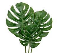 Oairse 3pcs Large Artificial Monstera Leaves with Long Stem for Vase Fake Tropical Plants Plastic Palm Leaves Realistic Philo Turtle Leaves for Home Wedding Party Decor, Mixed Sizes
