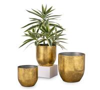 Oairse 3PCS Plant Pots Outdoor Galvanised Planter Zinc Plant Pot Garden Planters Metal Plant Pots Vintage Round Bucket Flower Pot Rustic Container for Plant or Decorative Home Modern Farmhouse Indoor