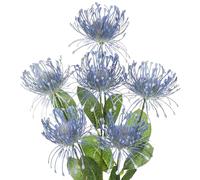 Oairse 4'' Large Artificial Chrysanthemum Flower 6 Flower Head with 84cm Long Stem Blue Fake Flowers Faux Spider Mums Flowers for Spring Summer Decor Wedding Flora Arrangement Bridal Bouquet