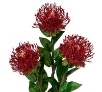 Oairse 4'' Large Artificial Chrysanthemum Flowers 3PCS Fake Spider Mums Flowers with 72cm Long Stem Red Faux Leucospermum Cordifolium Flower for Wedding Flora Arrangement Bouquet