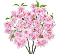 Oairse 4 Pcs Artificial Cherry Blossom Branches 15.7" Fake Silk Flower Peach Blossom White Faux Apple Blossom for Vase For Floral Arrangements Home Wedding Bouquets Table Centrepiece Decoration