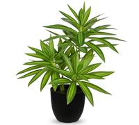 Oairse 41cm Fake Plants in Black Pots Artificial Dracaena Plant Decorative Fake Potted Plants Realistic Faux Indoor Plant For Home Bathroom Living Room Kitchen Shelf Table Decoration
