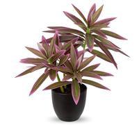 Oairse 41cm Fake Plants in Black Pots Artificial Dracaena Plant Decorative Fake Potted Plants Realistic Faux Indoor Plant For Home Bathroom Living Room Kitchen Shelf Table Decoration
