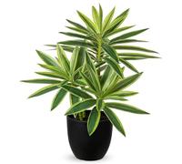 Oairse 41cm Fake Plants in Black Pots Artificial Dracaena Plant Decorative Fake Potted Plants Realistic Faux Indoor Plant For Home Bathroom Living Room Kitchen Shelf Table Decoration