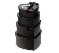 Oairse 4PCS Black Gift Boxes with Clear Lids Heart Shaped Flower Boxes Nesting Florist Hat Boxes for Arrangements Floral Gift Box for Presents Wedding Valentines Birthday Mother's Day Crafting
