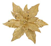 Oairse 4PCS Large Glitter Poinsettia Flowers Picks 12"/30cm Gold Artificial Christmas Flowers with Long Stem Christmas Tree Decorations for Xmas Tree Ornaments Wedding New Year Halloween