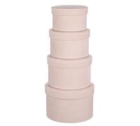 Oairse 4PCS Velvet Gift Boxes With Lids - Round Cardboard Nesting Box Set in Assorted Sizes 14/16/18/20cm - Pink Hat Box for Flowers, Presents, Bridesmaid, Wedding, Birthday, Valentine's, Christmas