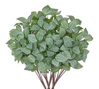 Oairse 5 Bundles Artificial Greenery Plants Stems Faux Fittonia Leaves Plant Bouquet Fillers for Arrangement, Fake Shrub Bushes Plants for Home Centerpiece Indoor Outdoor Garden Patio Porch