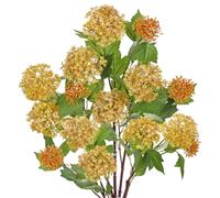 Oairse 5 pcs Artificial Hydrangea Flowers Bouquet 24" Orange Faux Hydrangea Spray with 3 Flower Heads Fake Flowers for Flora Arrangement Home Vase Wedding Table Centerpieces Decor
