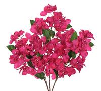 Oairse 5pcs Bougainvillea Artificial Flowers 27.5" Fake Bougainvillea Floral Stems Realistic Rose Red Silk Flower Arrangements for Home Office Wedding Party Table Vase Centerpiece Autumn Decor