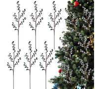 Oairse 6 PCS Christmas Picks 17.7" Candy Cane Twig Stems Black & White Candy Cane Sprays for Christmas Tree Decorations, Holiday Centerpieces, Wreaths & Festive Floral Arrangements
