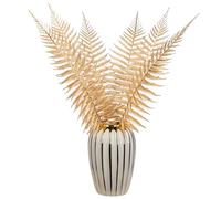 Oairse 6pcs Artificial Gold Fern Leaves, 19.3in Faux Greenery Stems Golden Fern Leaf for Wedding Floral Arrangements, Christmas Decorations, DIY Craft Projects, Home Vase or Table Decor