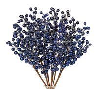 Oairse 6pcs Christmas Berry Stem 35cm Glitter Artificial Berries Picks Artificial Fruits Picks Blue Berry Branches for Christmas Tree Decorations Floral Arrangement Bouquet Filler for Home Wedding