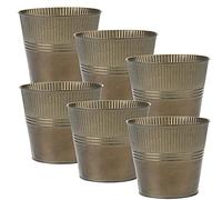 Oairse 6PCS Plant Pots Outdoor Galvanised Planter Zinc Plant Pot Garden Planters Metal Plant Pots Vintage Round Bucket Flower Pot Rustic Container for Plant or Decorative Home Modern Farmhouse Indoor