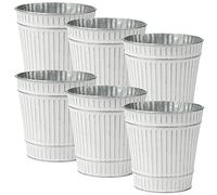 Oairse 6PCS Plant Pots Outdoor Galvanised Planter Zinc Plant Pot Garden Planters Metal Plant Pots Vintage Round Bucket Flower Pot Rustic Container for Plant or Decorative Home Modern Farmhouse Indoor