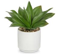 Oairse Artificial Agave Plant 21cm Realistic Faux Agave Plant Potted Decorative Fake Plants in Ceramic Pots Artificial Plants Indoor for Home Office Bathroom Bedroom Shelf Decoration