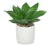 Oairse Artificial Agave Plant 21cm Realistic Faux Agave Plant Potted Decorative Fake Plants in Ceramic Pots Artificial Plants Indoor for Home Office Bathroom Bedroom Shelf Decoration