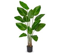 Oairse Artificial Bird of Paradise Plant in Pot 5ft/150cm Fake Tropical Palm Tree with 13 Leaves, Large Faux Plantain Banana Leaf for Indoor Outdoor House Home Office Balcony Decoration