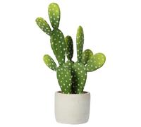 Oairse Artificial Cactus Plant in Pot, 33cm Faux Prickly Pear Cactus with White Cement Pot, Realistic Fake Cacti Indoor Plant for Home Office Decor Bathroom Shelf Desk Table Decoration