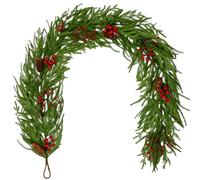 Oairse Artificial Christmas Garland with Pinecones and Red Berries, 6FT/180cm Realistic Norfolk Pine Hanging Decoration for Fireplace Mantel, Staircase, Doorway, Window, Holiday Indoor Outdoor Décor