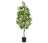 Oairse Artificial Lemon Tree 4ft/122cm Decorative Fake Lemon Plant with 15 Fruits - Large Fake Floor Plant Faux Tree for Indoor/Outdoor Home Office Living Room Bedroom Bathroom Decor