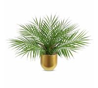 Oairse Artificial Palm Plant in Gold Metal Pot 40cm Realistic Fake Greenery with Decorative Faux Indoor Plant for Home Office Shelf Table Desk Bathroom Living Room Decor
