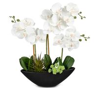 Oairse Artificial Plant Orchids Artificial Decorative Flowers Artificial Flowers Like Real With Real-Touch Blossoms in Ceramic Pot Table Decoration Windowsill Decoration, Height 41cm