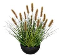 Oairse Artificial Plants Indoor with Pot, 17.3" Fake Potted Plants Artificial Onion Grass Plant with Brown Dog Tail Grass Small Faux Plant Indoor for Home Living Room Table Shelf Decor