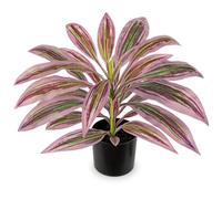 Oairse Artificial Plants Indoor with Pot, 18" Fake Potted Plants Medium Artificial Dracaena Plant in Black Pot Faux Tropical Plants for Bathroom Living Room Office Desk Shelf