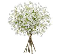 Oairse Artificial White Flower Stems 42cm, 9PCS Faux Small Blossom Branches, Realistic Silk Flowers for Vase, DIY Flower Arrangements, Wedding Home Party Table Centrepiece Decor