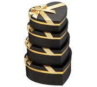 Oairse Black Heart Shaped Gift Box with Gold Ribbon Lid for Flower Arrangements Heart Boxes Gift Boxes for Present, Valentine's Day, Wedding, Mother's Day, Thanksgiving, Christmas