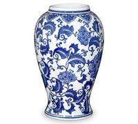 Oairse Blue and White Vase, Ceramic Vase for Home Decor 9.2" Chinoiserie Vases for Flowers Blue and White Porcelain Flower Vases for Living Room, Bathroom, Dinner Table Centerpieces