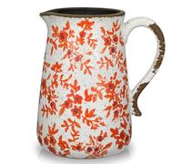 Oairse Ceramic Rustic Farmhouse Vase 7.9" Pink and White Vase for Centrepieces Chinoiserie Vases Pottery Jug with Handle French Country Decor Vintage Vases for Living Room Kitchen Dinner Table