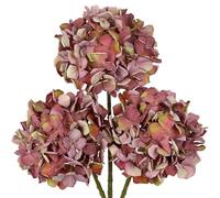 Oairse Dusky Rose Hydrangea Artificial Flowers, 19.6in Dried Textured Silk Hydrangea Flowers with Stems 3 Pcs Fake Flower Bouquet Faux Floral Stems Artificial Flower Bulk for Table Wedding Home Decor