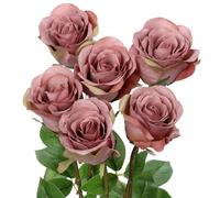 Oairse Dusty Roses Pink Artificial Flowers 6PCS 18.9" Faux Rose Silk Flowers with Long Stems Realistic Fake Rose Bouquet for DIY Wedding Arrangements Table Vase Centerpieces Home Event Decor